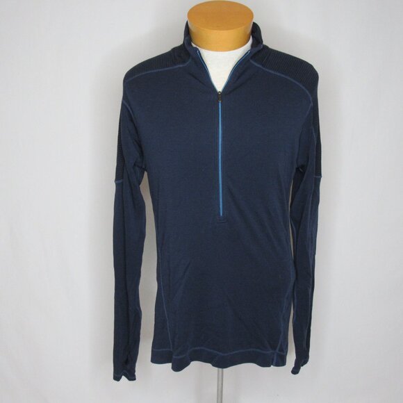 Smartwool Blue 1/2 Zip Merino Wool Baselayer Thermal Men's L Large - Picture 5 of 8